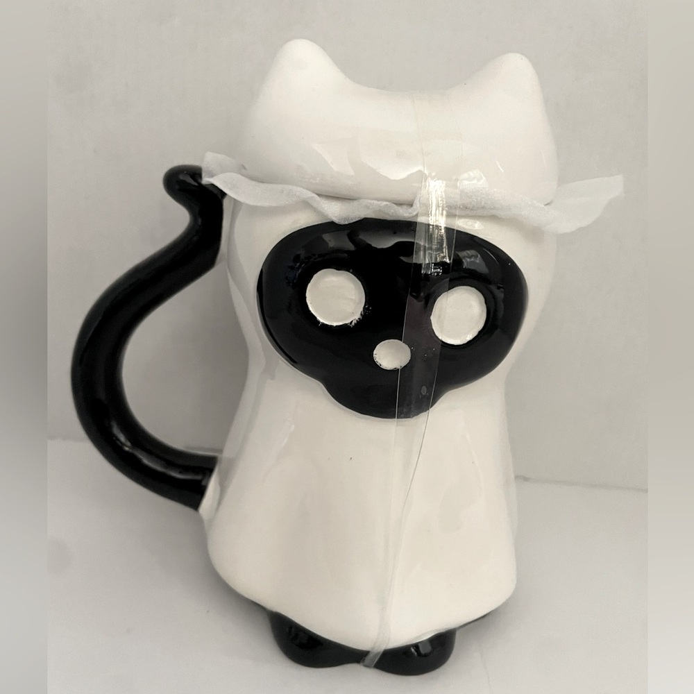 Halloween‎ ghost skull 💀 cat tea cup or coffee mug with ceramic lid